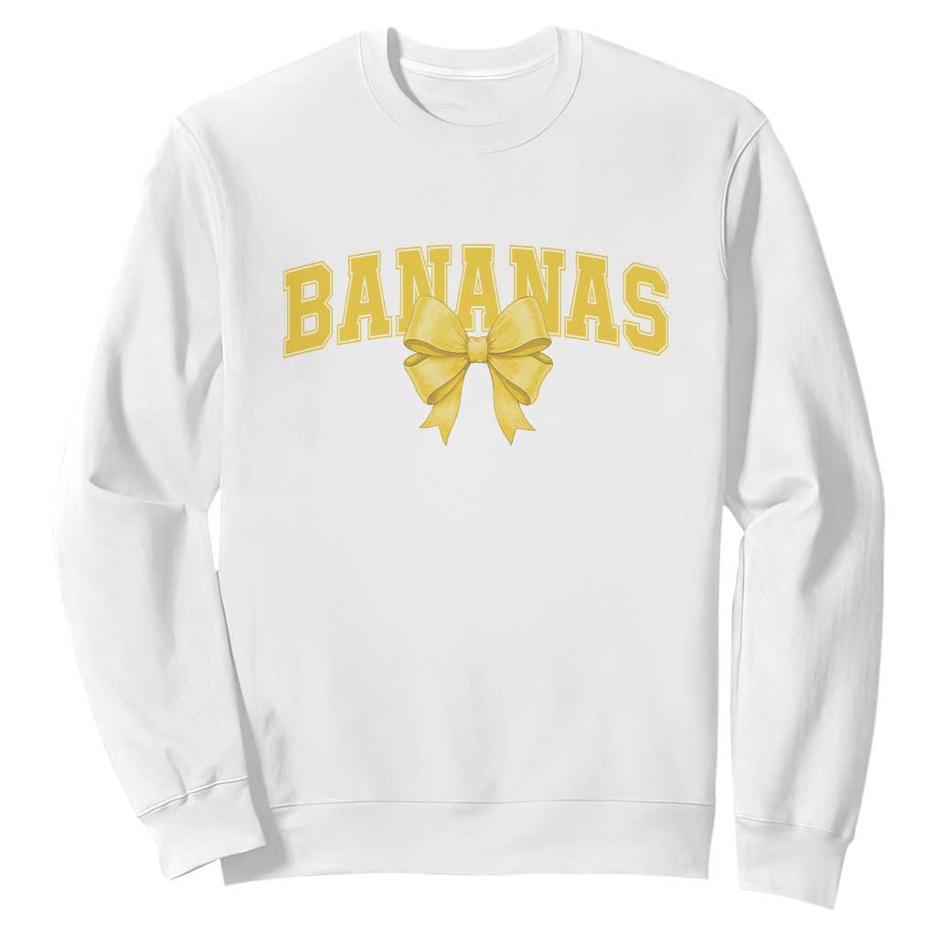 Funny Bananas Coquette Bow Baseball Player Sweatshirt TS11 White Print Your Wear