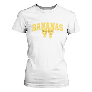 Funny Bananas Coquette Bow Baseball Player T Shirt For Women TS11 White Print Your Wear