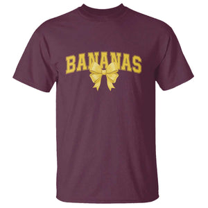 Funny Bananas Coquette Bow Baseball Player T Shirt TS11 Maroon Print Your Wear