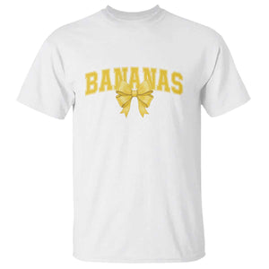 Funny Bananas Coquette Bow Baseball Player T Shirt TS11 White Print Your Wear