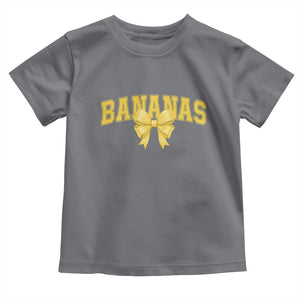 Funny Bananas Coquette Bow Baseball Player Toddler T Shirt TS11 Charcoal Print Your Wear