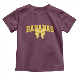 Funny Bananas Coquette Bow Baseball Player Toddler T Shirt TS11 Maroon Print Your Wear