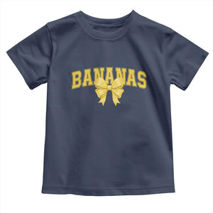Funny Bananas Coquette Bow Baseball Player Toddler T Shirt TS11 Navy Print Your Wear
