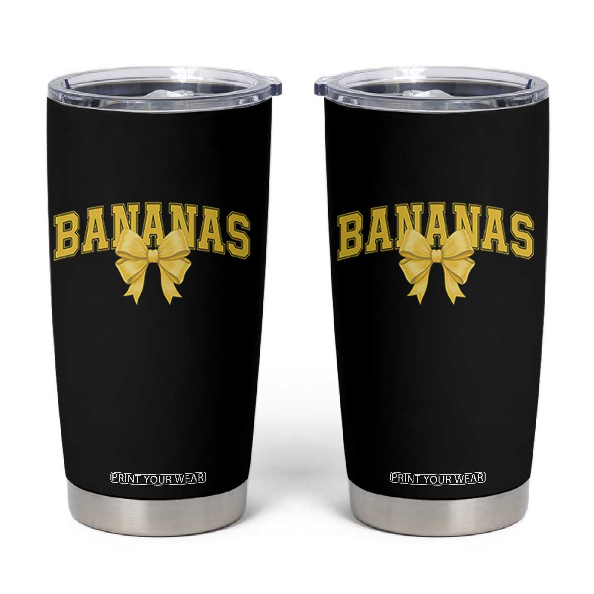 Funny Bananas Coquette Bow Baseball Player Tumbler Cup TS11 Black Print Your Wear