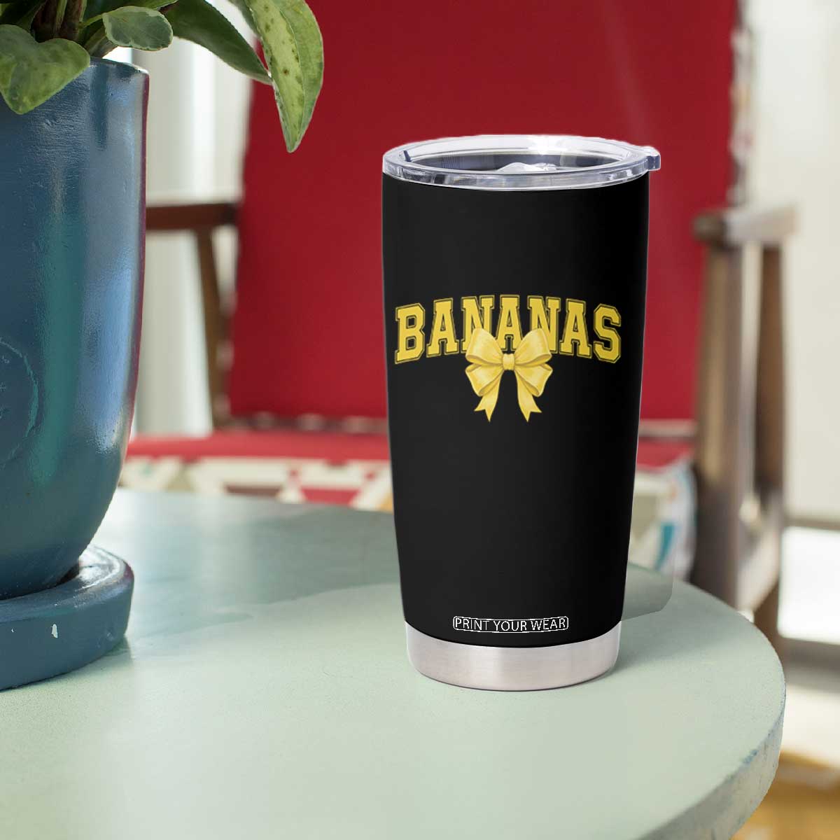 Funny Bananas Coquette Bow Baseball Player Tumbler Cup TS11 Print Your Wear