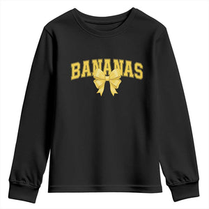 Funny Bananas Coquette Bow Baseball Player Youth Sweatshirt TS11 Black Print Your Wear