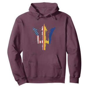 Funny Barbadian American Pride Barbados USA Flag Trident Hoodie TS11 Maroon Print Your Wear
