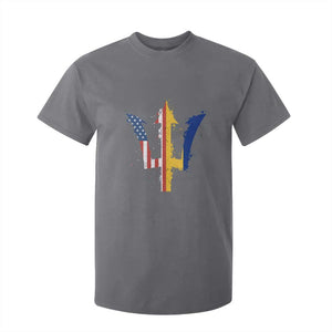 Funny Barbadian American Pride Barbados USA Flag Trident T Shirt For Kid TS11 Charcoal Print Your Wear