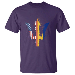 Funny Barbadian American Pride Barbados USA Flag Trident T Shirt TS11 Purple Print Your Wear