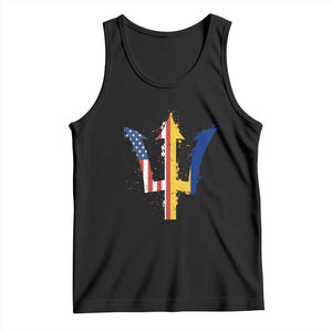 Funny Barbadian American Pride Barbados USA Flag Trident Tank Top TS11 Black Print Your Wear