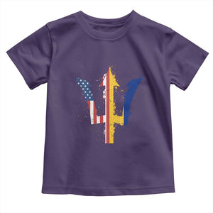 Funny Barbadian American Pride Barbados USA Flag Trident Toddler T Shirt TS11 Purple Print Your Wear