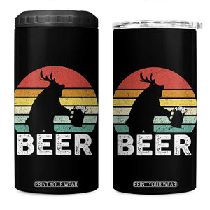 Funny Bear Deer 4 in 1 Can Cooler Tumbler Vintage Retro Beer Mug TS11 One Size: 16 oz Black Print Your Wear