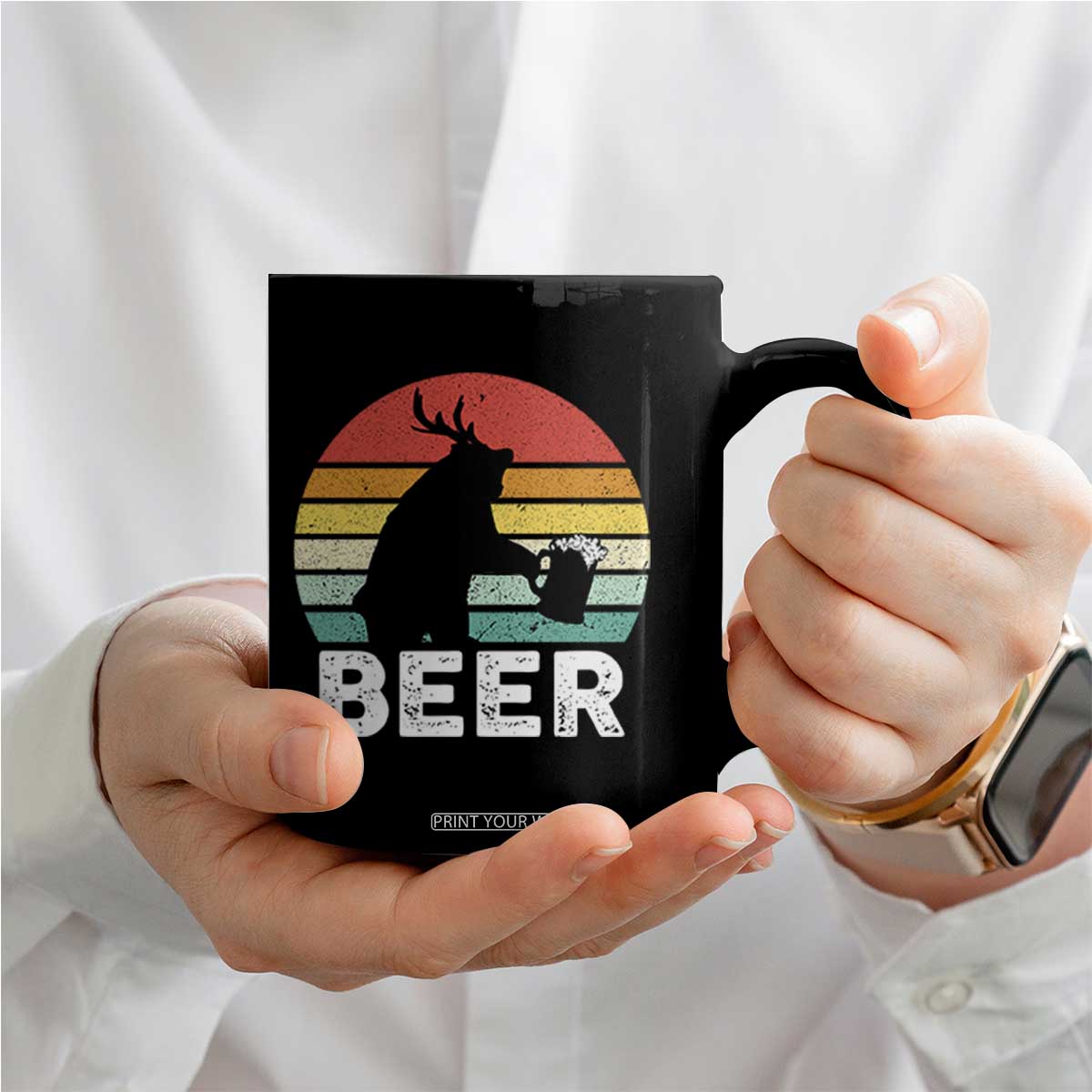 Funny Bear Deer Coffee Mug Vintage Retro Beer Mug TS11 Print Your Wear