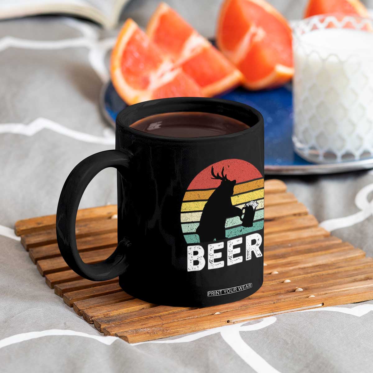 Funny Bear Deer Coffee Mug Vintage Retro Beer Mug TS11 Print Your Wear