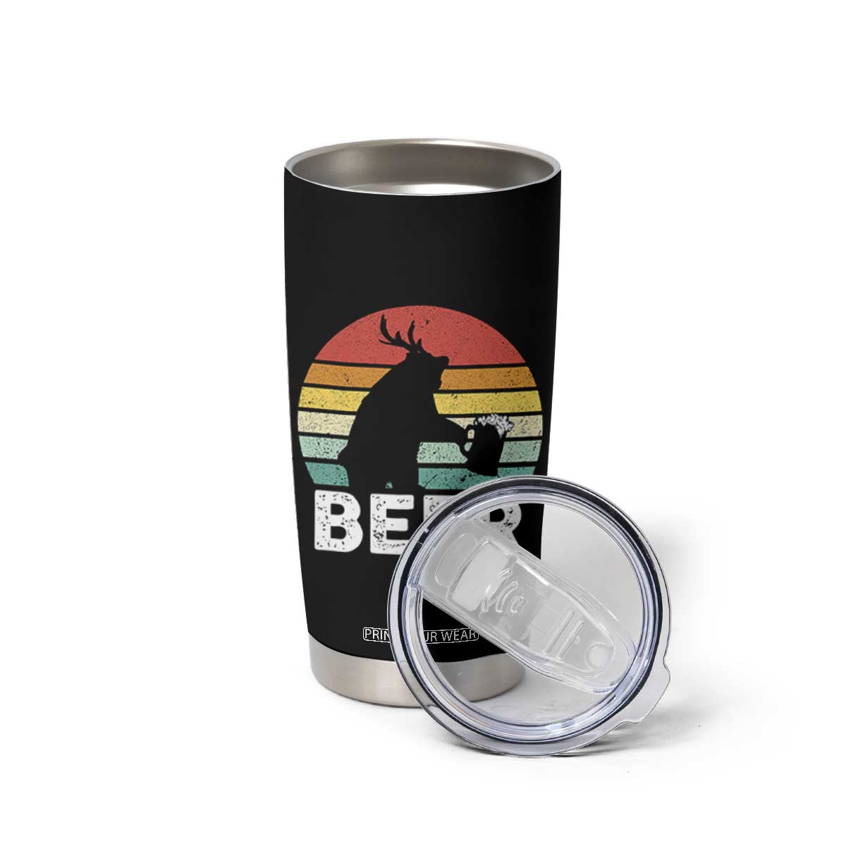 Funny Bear Deer Tumbler Cup Vintage Retro Beer Mug TS11 Print Your Wear