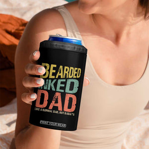 Funny Bearded Inked Dad Like A Normal Dad But Badass 4 in 1 Can Cooler Tumbler Father's Day TS11 Print Your Wear