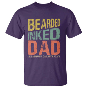 Funny Bearded Inked Dad Like A Normal Dad But Badass T Shirt Father's Day TS11 Purple Print Your Wear