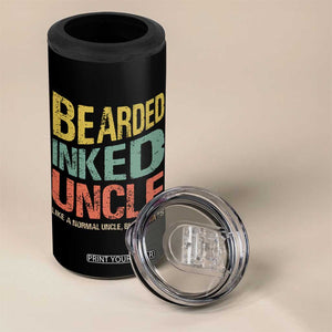 Funny Bearded Inked Uncle Like A Normal Uncle But Badass 4 in 1 Can Cooler Tumbler Father's Day TS11 Print Your Wear