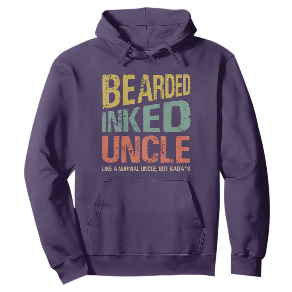 Funny Bearded Inked Uncle Like A Normal Uncle But Badass Hoodie Father's Day TS11 Purple Print Your Wear