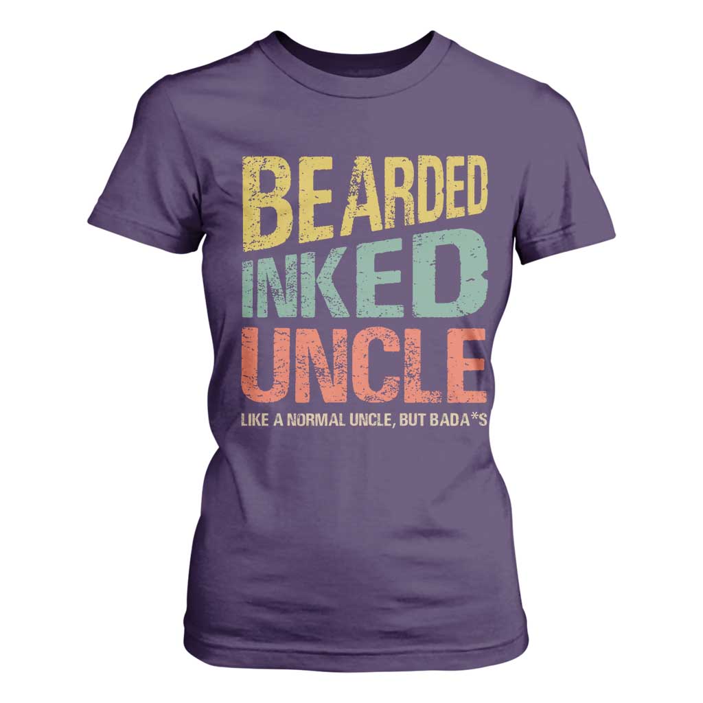 Funny Bearded Inked Uncle Like A Normal Uncle But Badass T Shirt For Women Father's Day TS11 Purple Print Your Wear