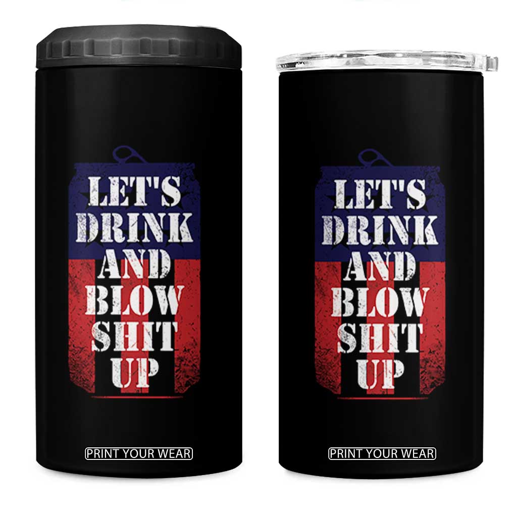 Funny Beer American Flag 4th of July 4 in 1 Can Cooler Tumbler Merica Drinking USA TS10 One Size: 16 oz Black Print Your Wear