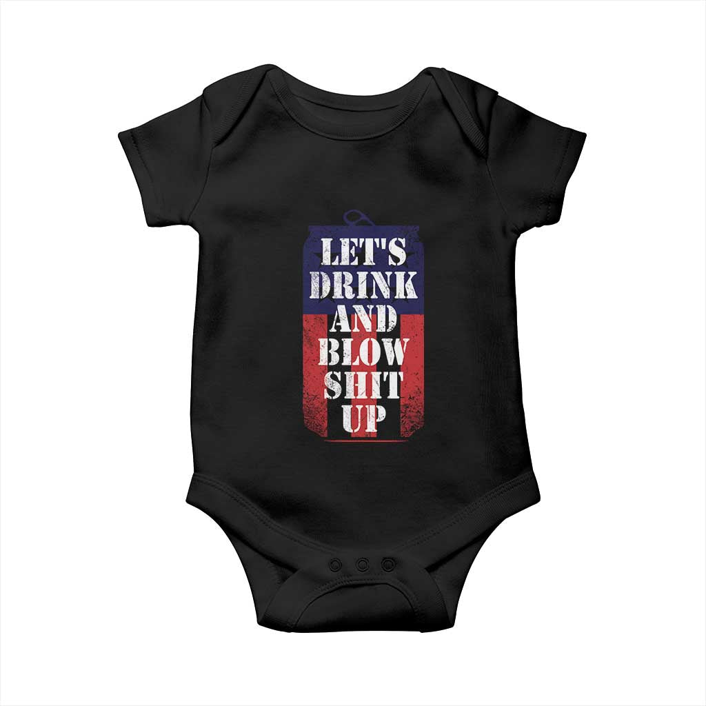 Funny Beer American Flag 4th of July Baby Onesie Merica Drinking USA TS10 Black Print Your Wear