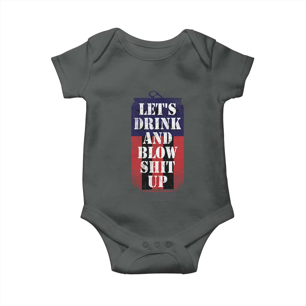 Funny Beer American Flag 4th of July Baby Onesie Merica Drinking USA TS10 Dark Heather Print Your Wear