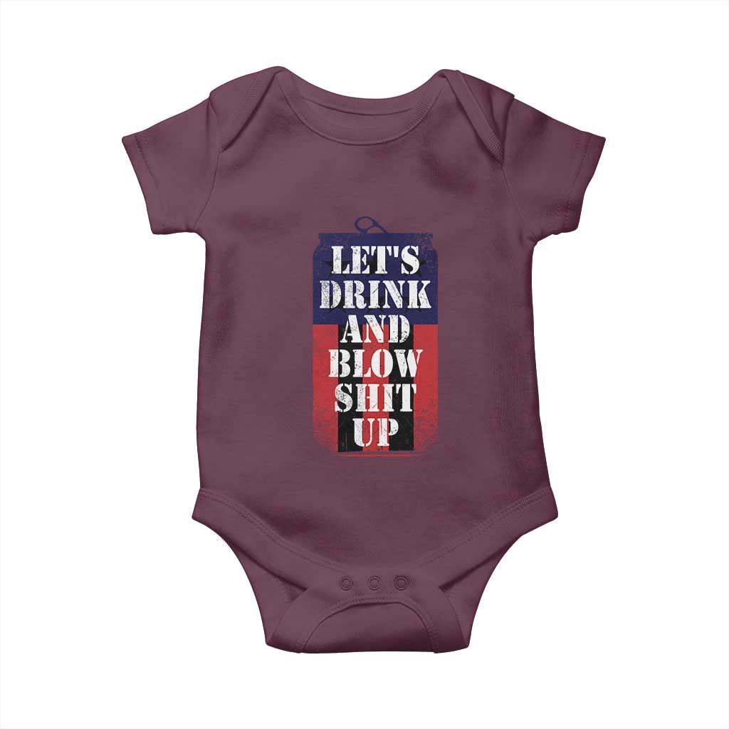 Funny Beer American Flag 4th of July Baby Onesie Merica Drinking USA TS10 Maroon Print Your Wear