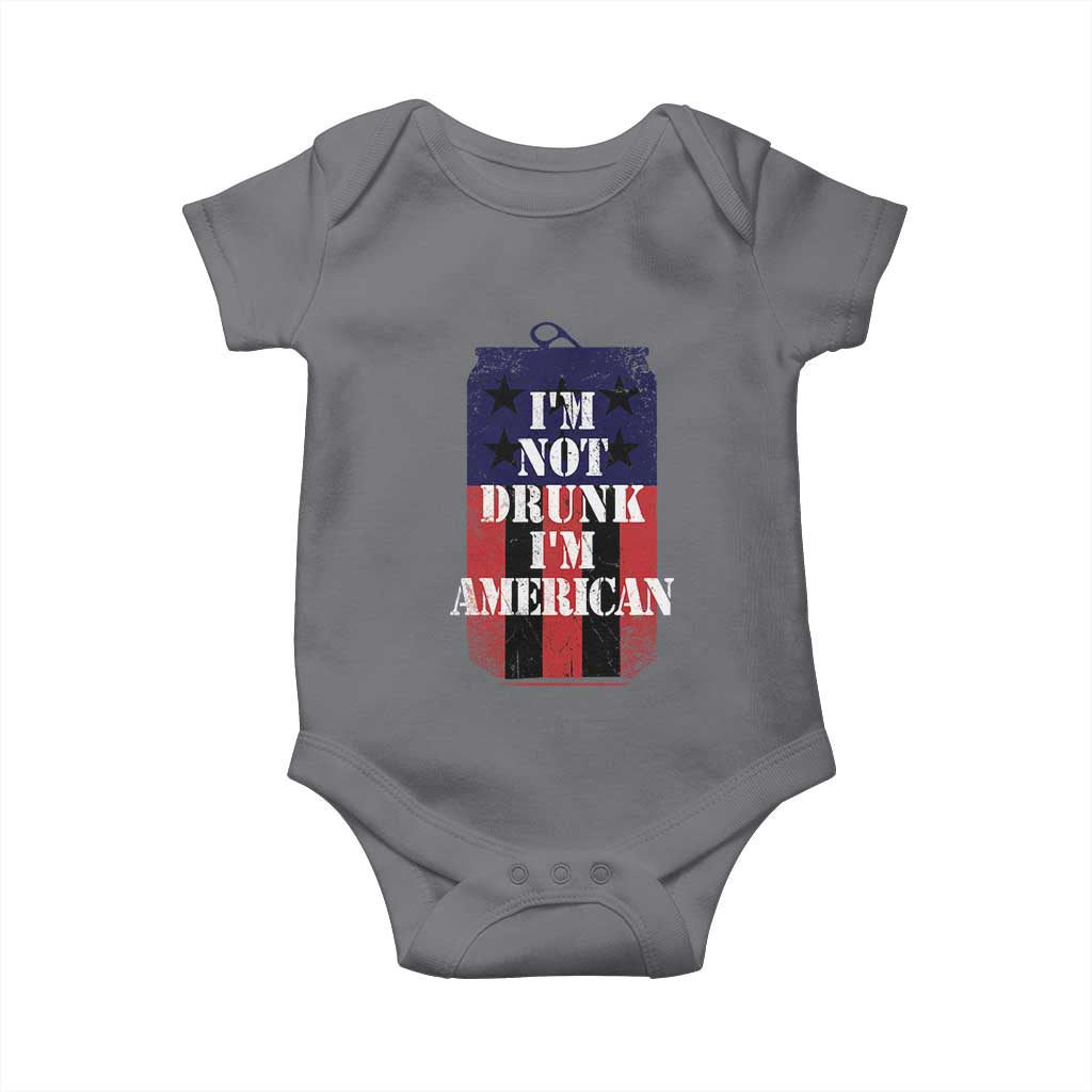 Funny Beer American Flag 4th of July Baby Onesie Not Drunk I am American Merica USA TS10 Charcoal Print Your Wear
