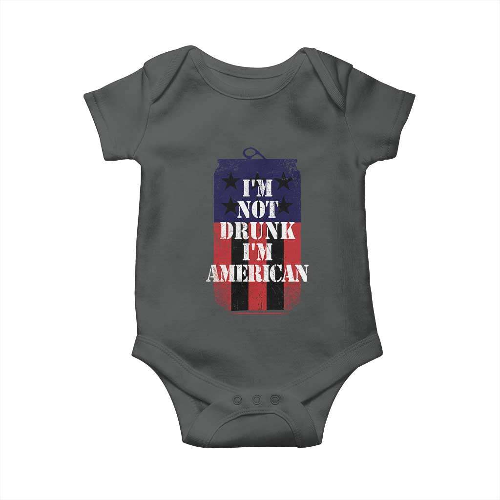 Funny Beer American Flag 4th of July Baby Onesie Not Drunk I am American Merica USA TS10 Dark Heather Print Your Wear