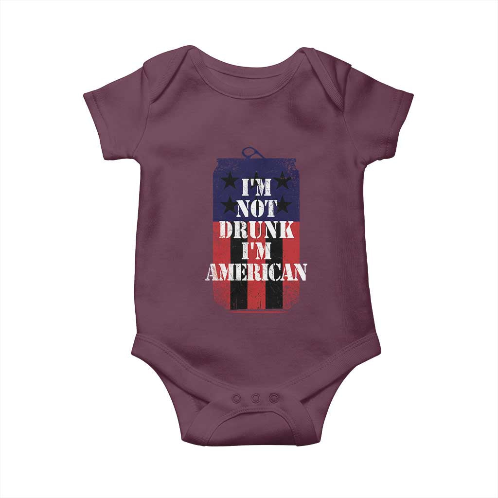 Funny Beer American Flag 4th of July Baby Onesie Not Drunk I am American Merica USA TS10 Maroon Print Your Wear
