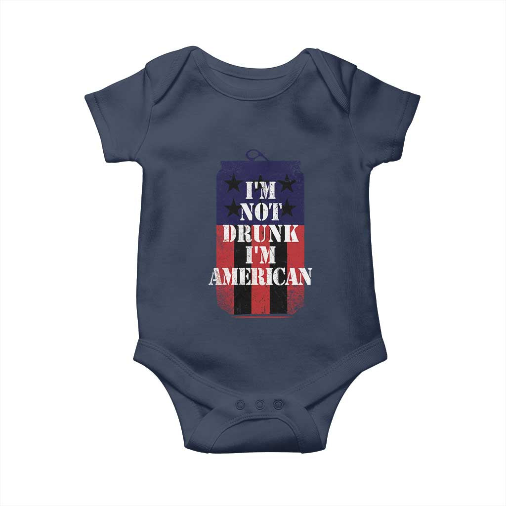 Funny Beer American Flag 4th of July Baby Onesie Not Drunk I am American Merica USA TS10 Navy Print Your Wear