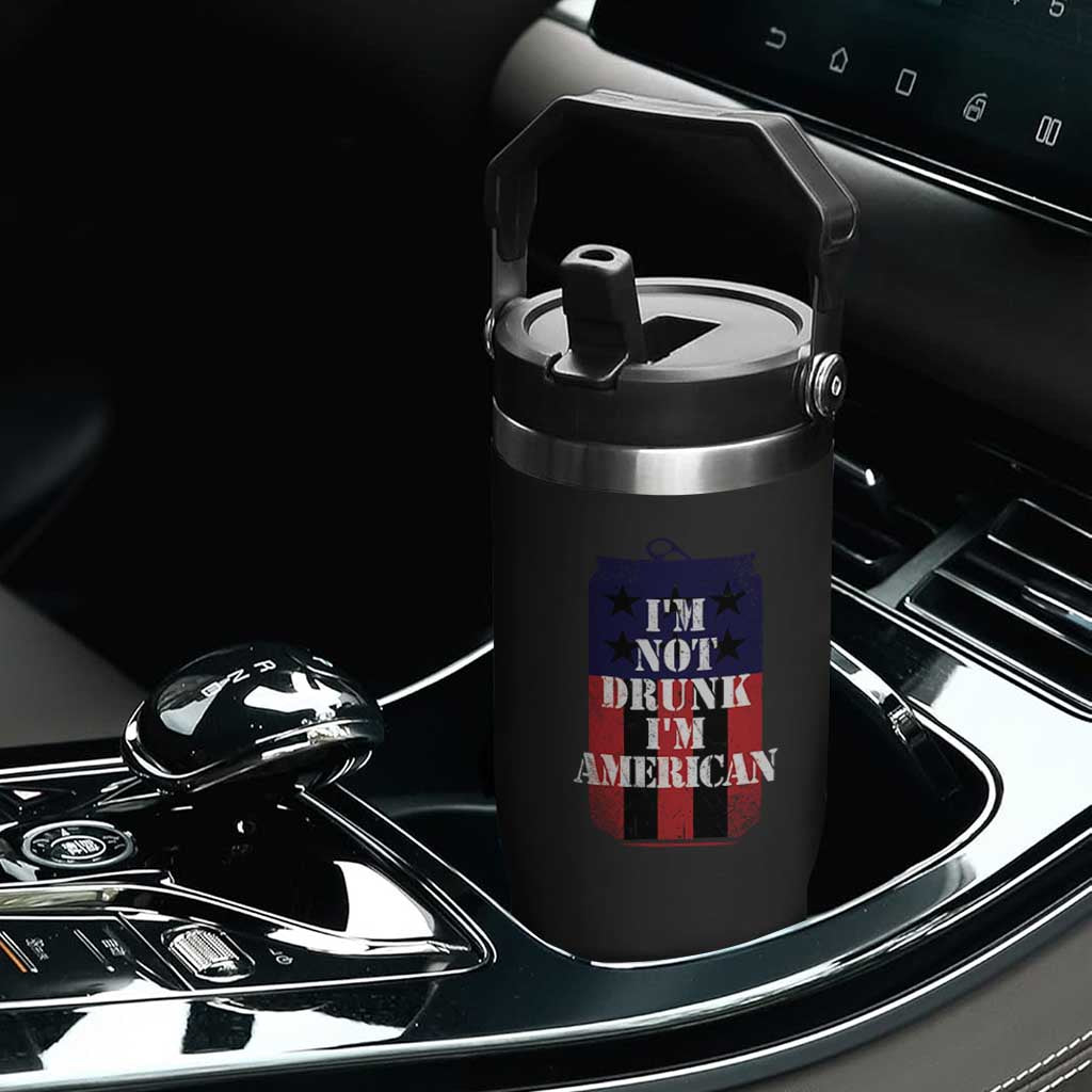 Funny Beer American Flag 4th of July Flip Straw Tumbler Not Drunk I am American Merica USA TS10 Print Your Wear
