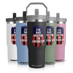 Funny Beer American Flag 4th of July Flip Straw Tumbler Not Drunk I am American Merica USA TS10 Print Your Wear
