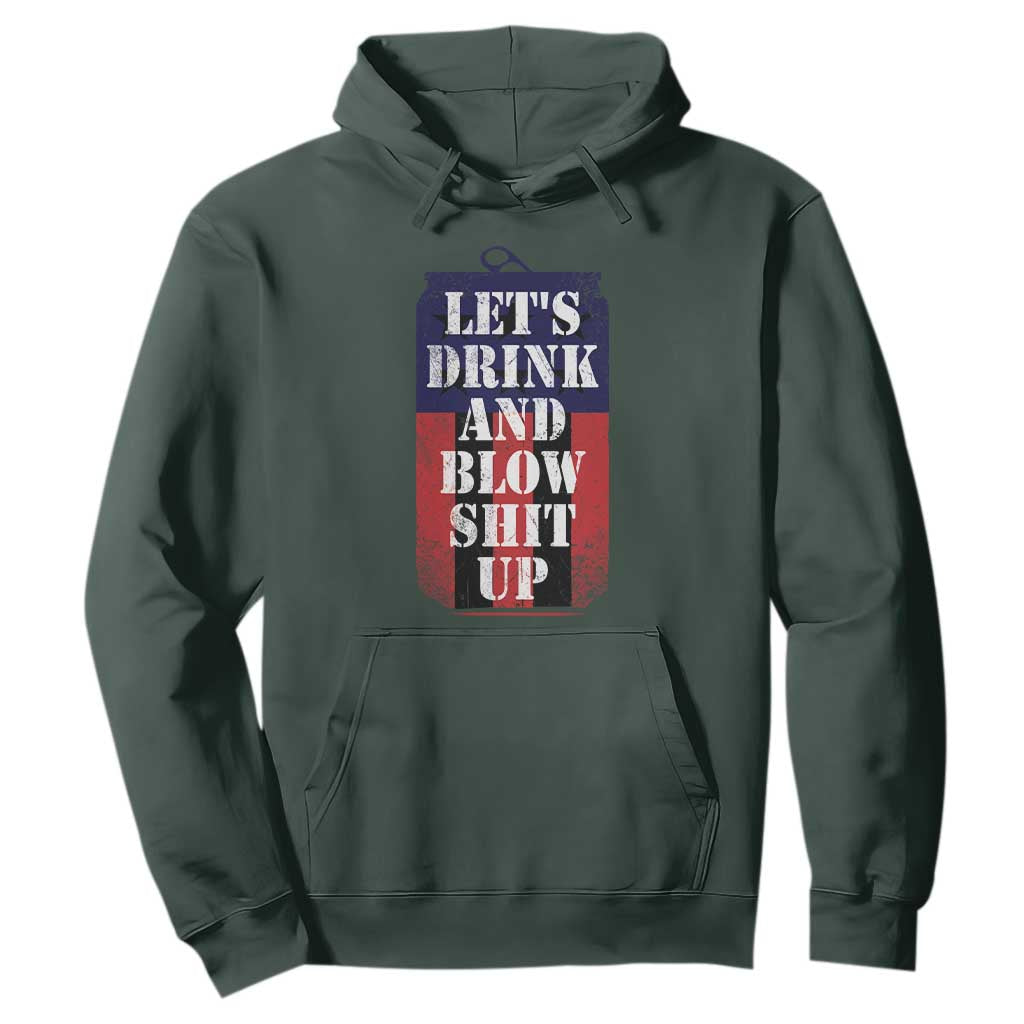 Funny Beer American Flag 4th of July Hoodie Merica Drinking USA TS10 Dark Forest Green Print Your Wear