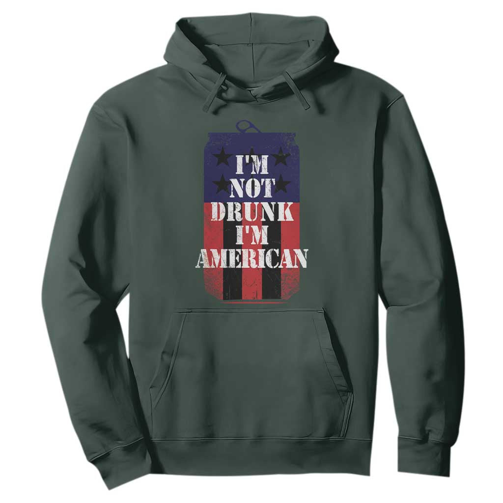 Funny Beer American Flag 4th of July Hoodie Not Drunk I am American Merica USA TS10 Dark Forest Green Print Your Wear