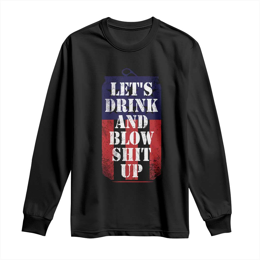 Funny Beer American Flag 4th of July Long Sleeve Shirt Merica Drinking USA TS10 Black Print Your Wear