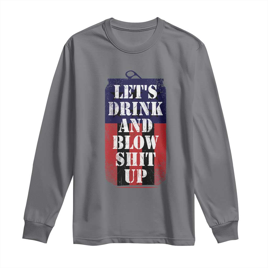 Funny Beer American Flag 4th of July Long Sleeve Shirt Merica Drinking USA TS10 Charcoal Print Your Wear