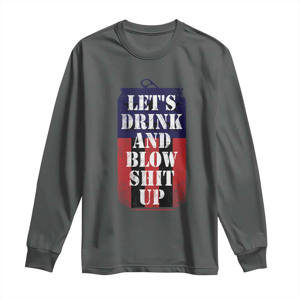 Funny Beer American Flag 4th of July Long Sleeve Shirt Merica Drinking USA TS10 Dark Heather Print Your Wear