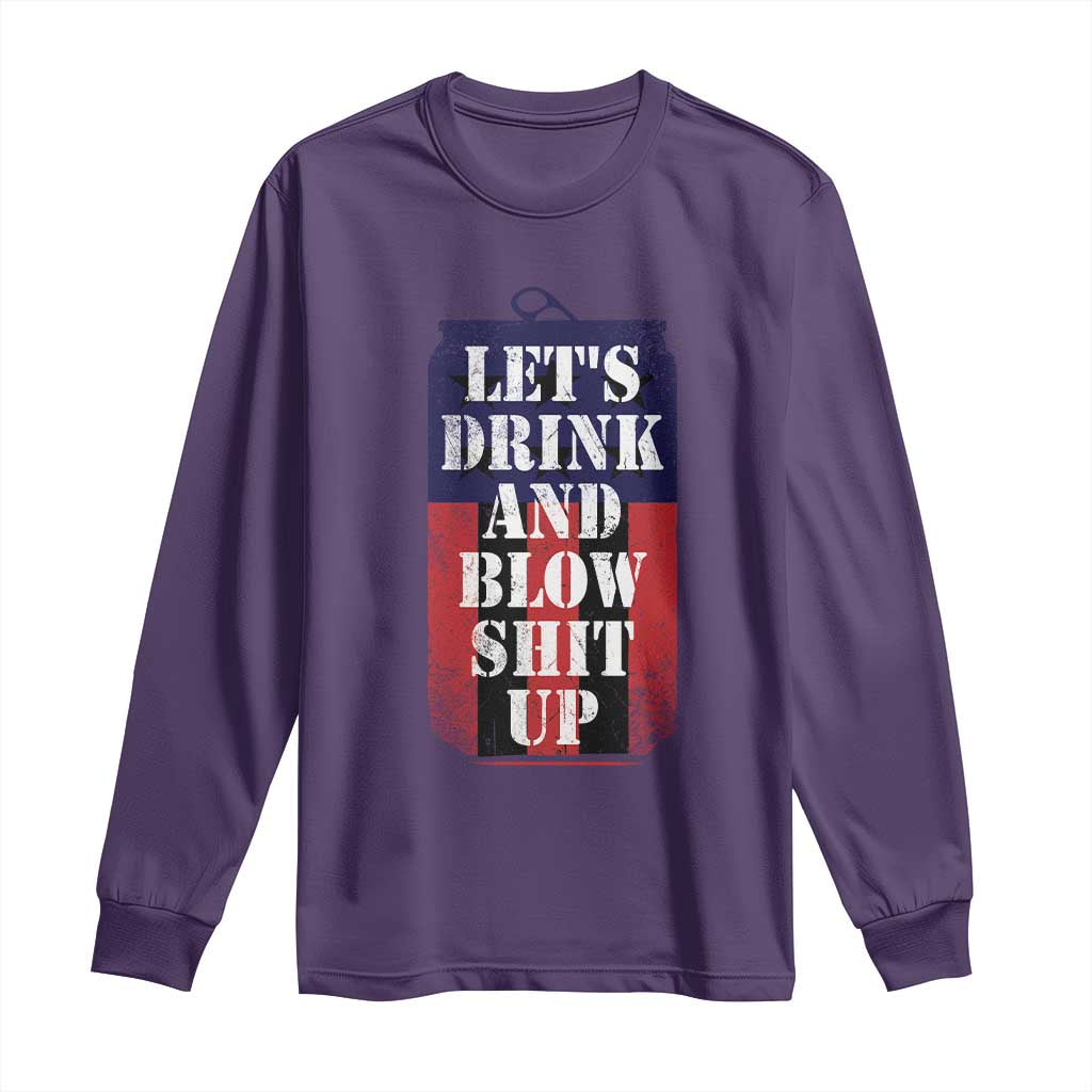 Funny Beer American Flag 4th of July Long Sleeve Shirt Merica Drinking USA TS10 Purple Print Your Wear
