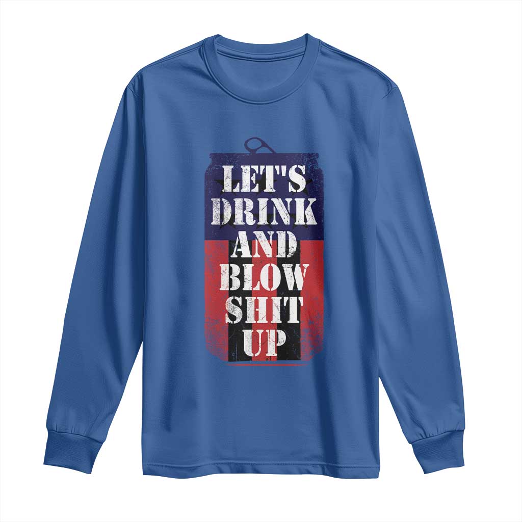 Funny Beer American Flag 4th of July Long Sleeve Shirt Merica Drinking USA TS10 Royal Blue Print Your Wear