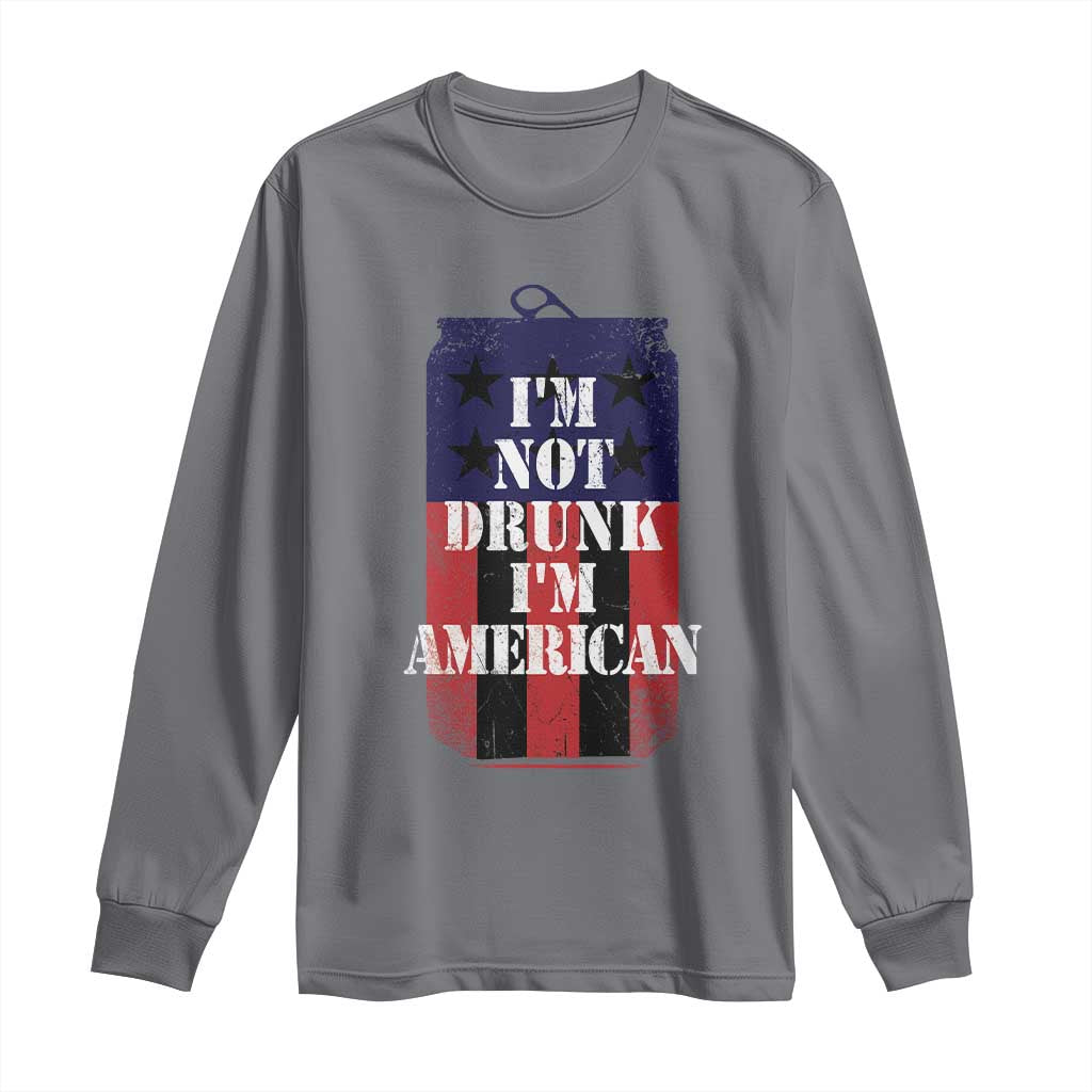Funny Beer American Flag 4th of July Long Sleeve Shirt Not Drunk I am American Merica USA TS10 Charcoal Print Your Wear
