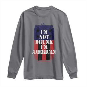 Funny Beer American Flag 4th of July Long Sleeve Shirt Not Drunk I am American Merica USA TS10 Charcoal Print Your Wear