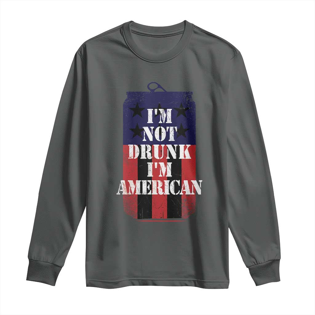 Funny Beer American Flag 4th of July Long Sleeve Shirt Not Drunk I am American Merica USA TS10 Dark Heather Print Your Wear