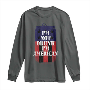 Funny Beer American Flag 4th of July Long Sleeve Shirt Not Drunk I am American Merica USA TS10 Dark Heather Print Your Wear