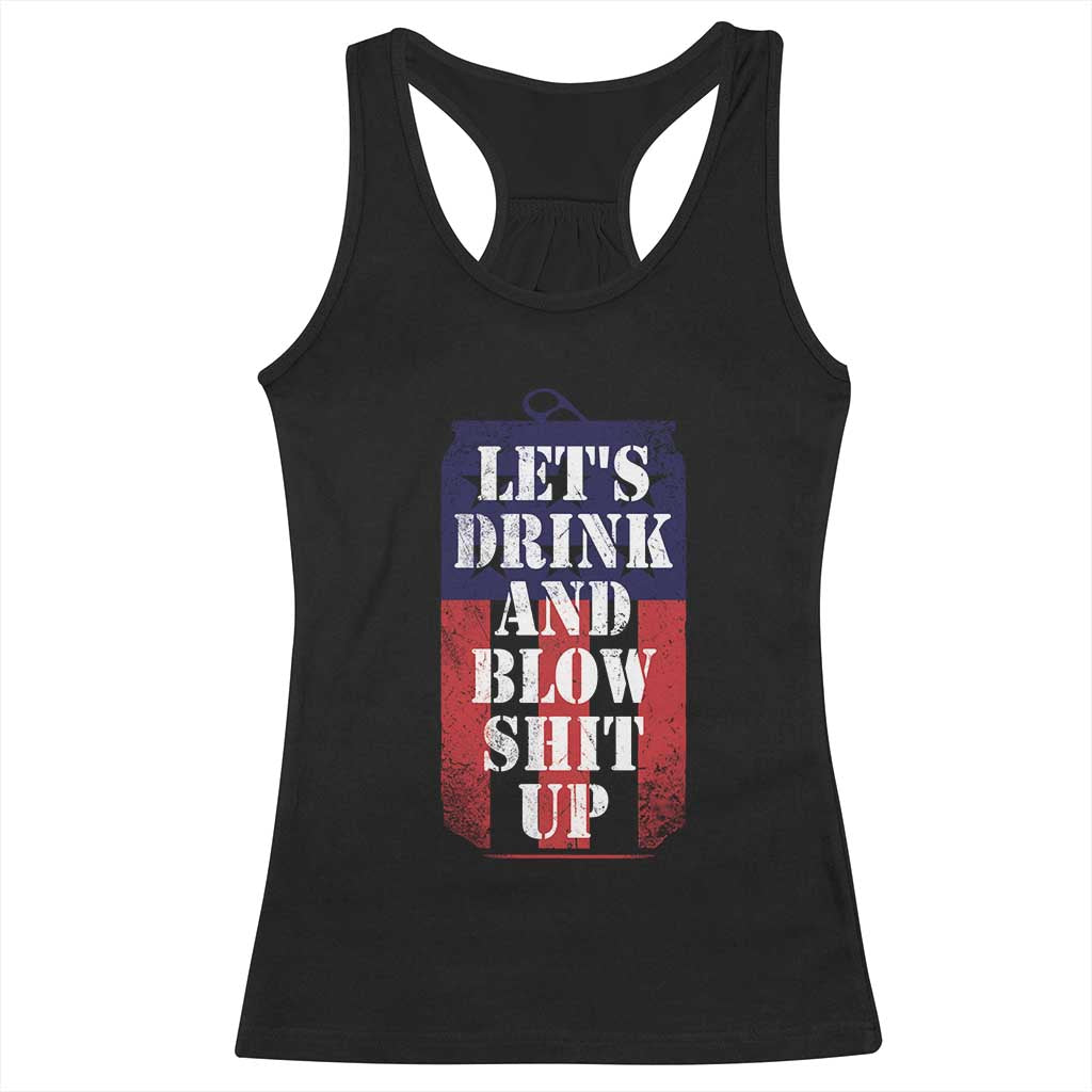 Funny Beer American Flag 4th of July Racerback Tank Top Merica Drinking USA TS10 Black Print Your Wear