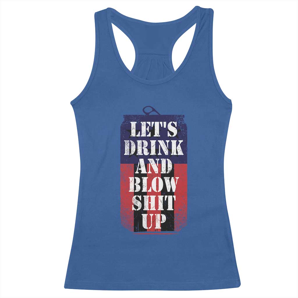Funny Beer American Flag 4th of July Racerback Tank Top Merica Drinking USA TS10 Royal Blue Print Your Wear