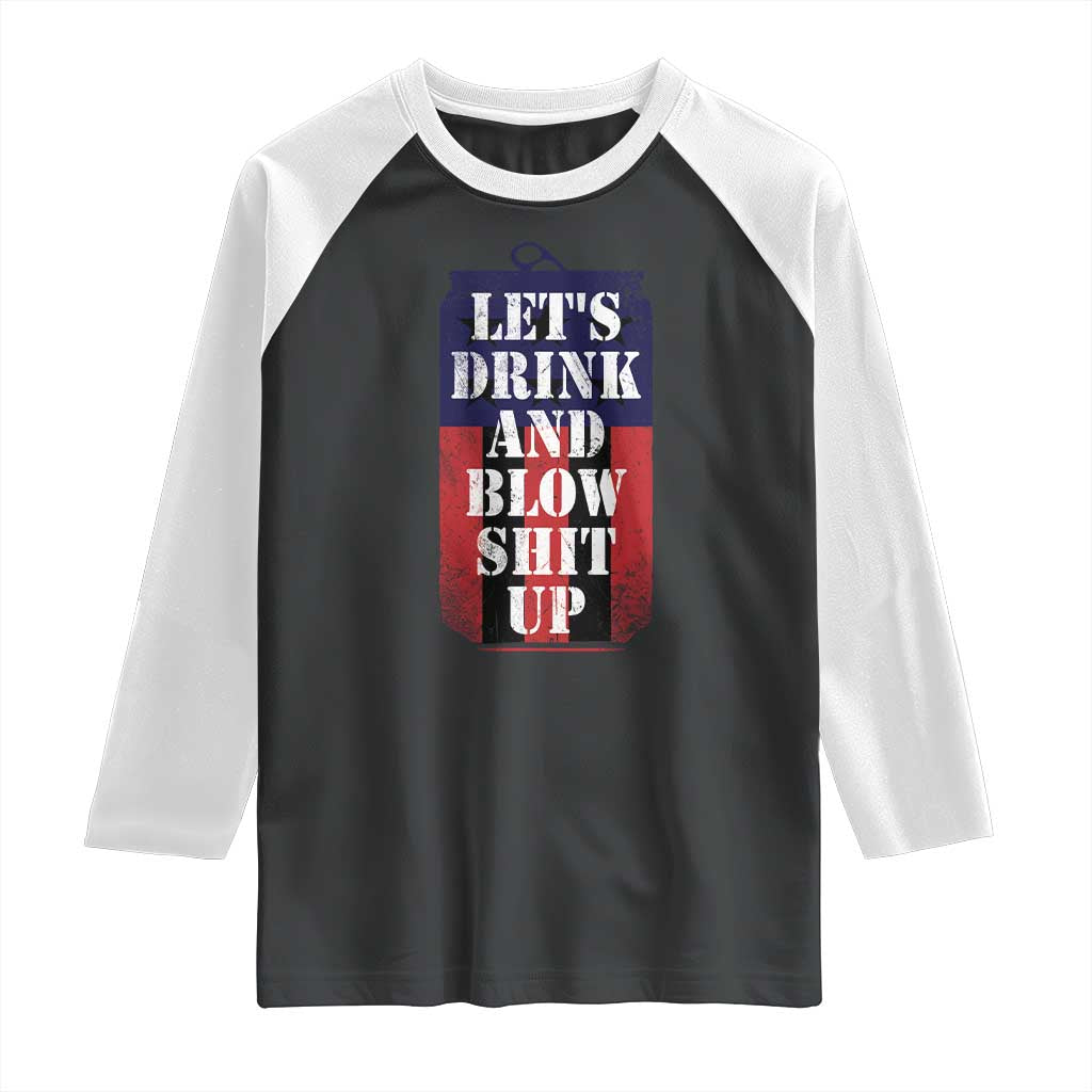 Funny Beer American Flag 4th of July Raglan Shirt Merica Drinking USA TS10 Black White Print Your Wear