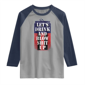 Funny Beer American Flag 4th of July Raglan Shirt Merica Drinking USA TS10 Sport Gray Navy Print Your Wear
