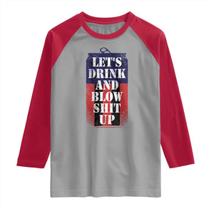 Funny Beer American Flag 4th of July Raglan Shirt Merica Drinking USA TS10 Sport Gray Red Print Your Wear